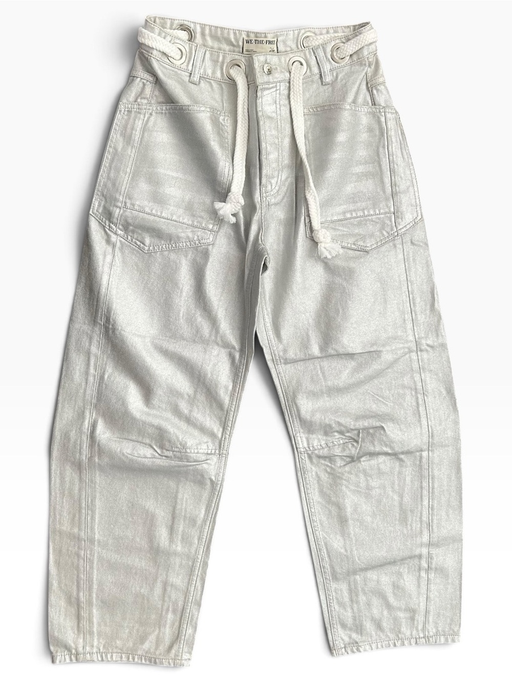 Metallic Moxie Barrel Jeans